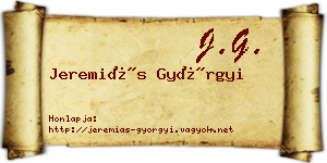 Jeremiás Györgyi névjegykártya